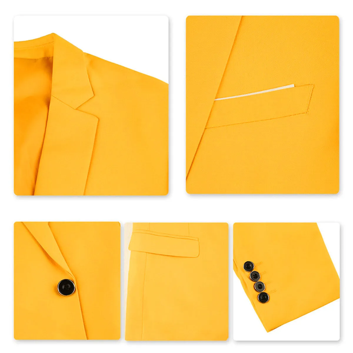 2-Piece Slim Fit Simple Designed Yellow Suit