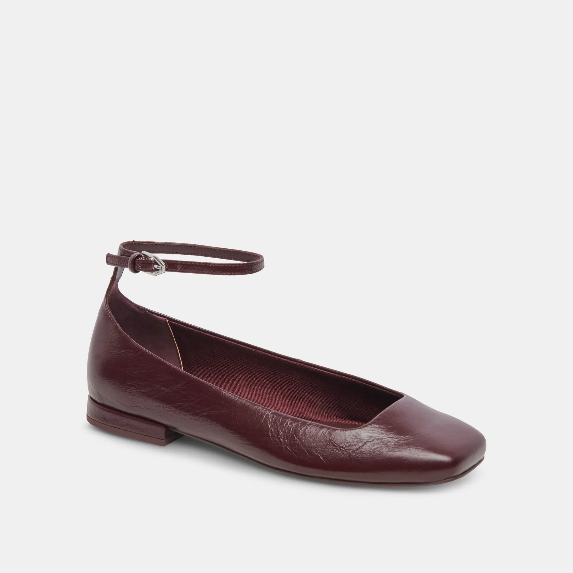 ASHYA BALLET FLATS WINE CRINKLE PATENT