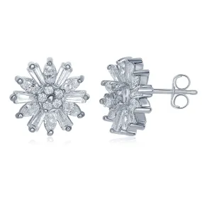 Astara 18k White Gold Plated Star Shaped Stud Earrings with CZ Crystals