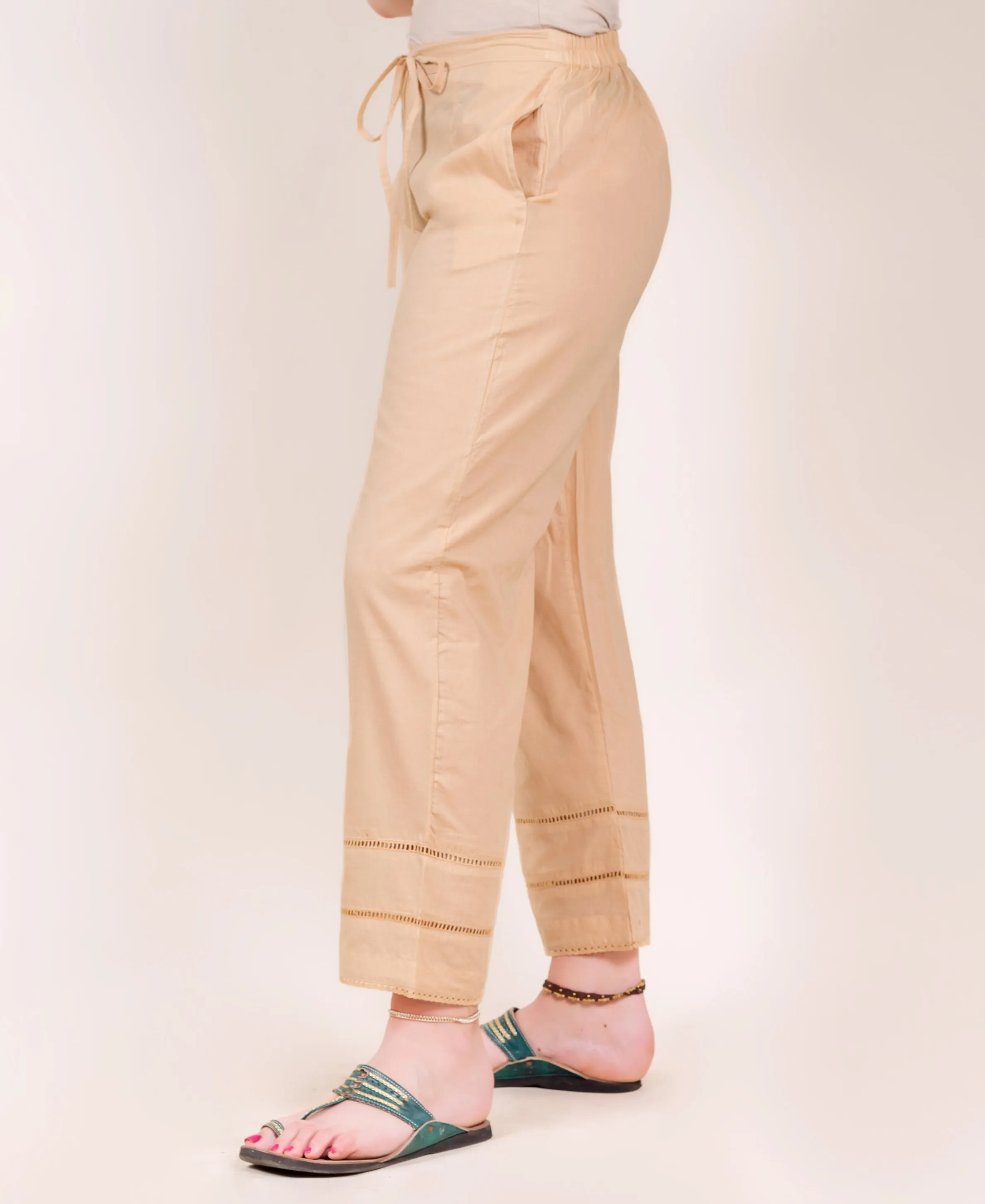 Beige Pants with Ladder Lace