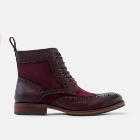 Belmont Burgundy Leather Wingtip Combat Boots