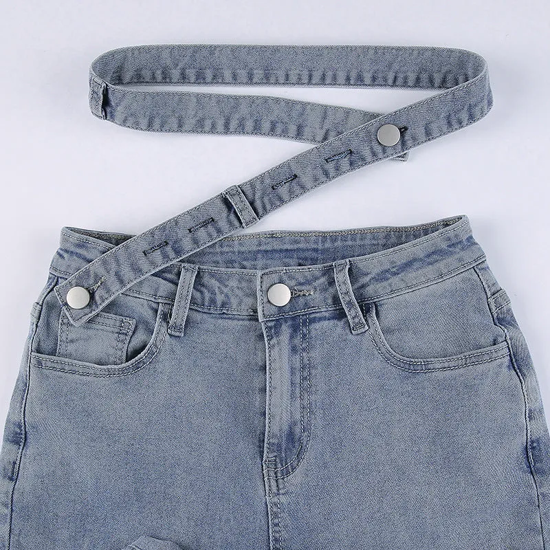 Belt Split Flared Jeans