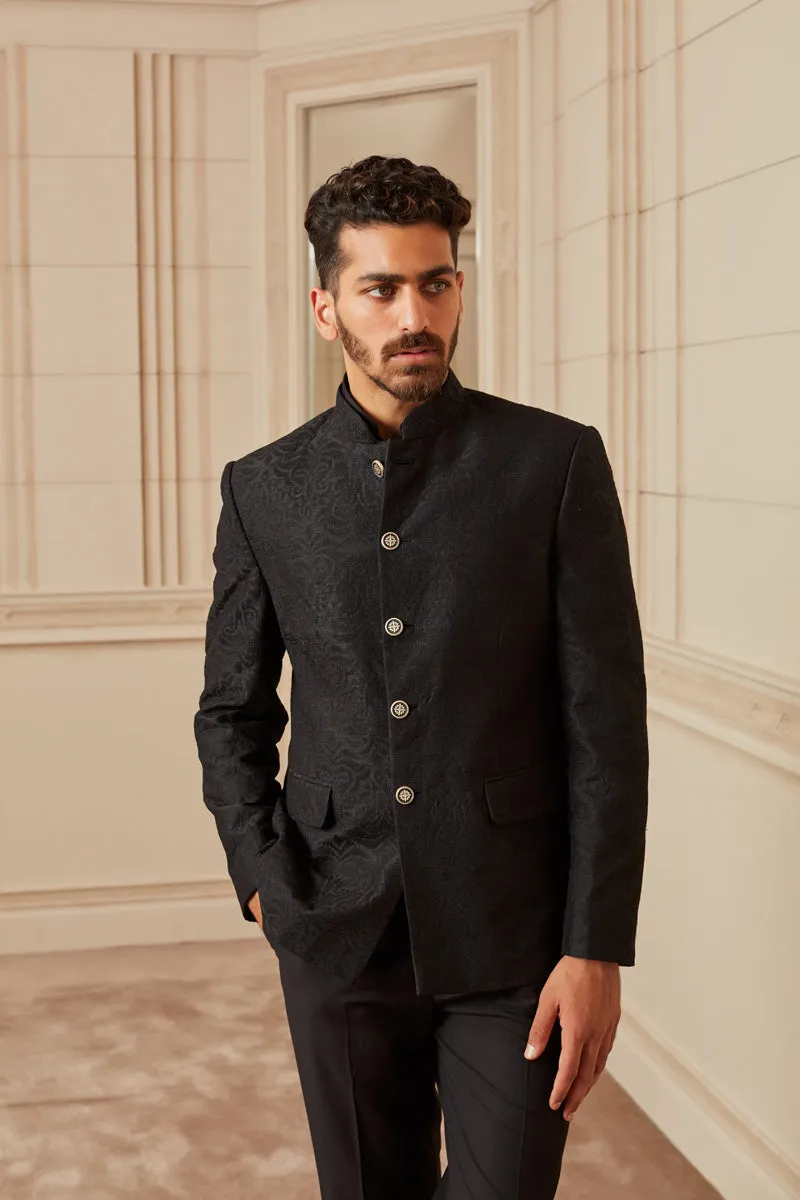 Black Embroidered Bandhgala