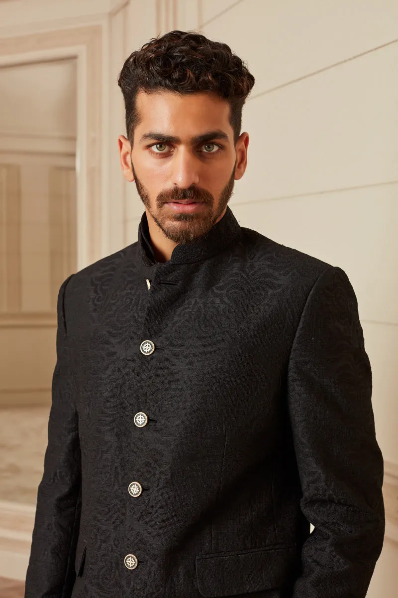 Black Embroidered Bandhgala