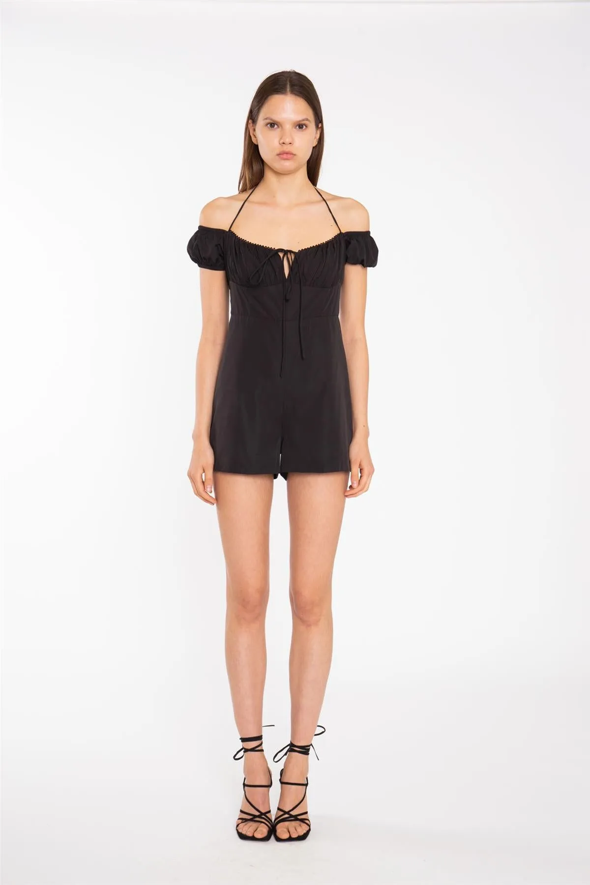 Black Milkmaid Halterneck-Playsuit