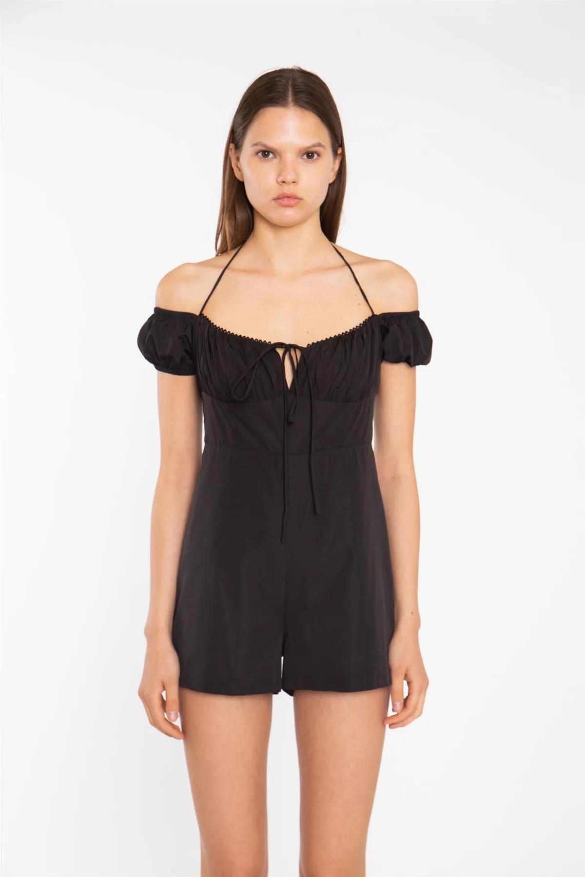 Black Milkmaid Halterneck-Playsuit