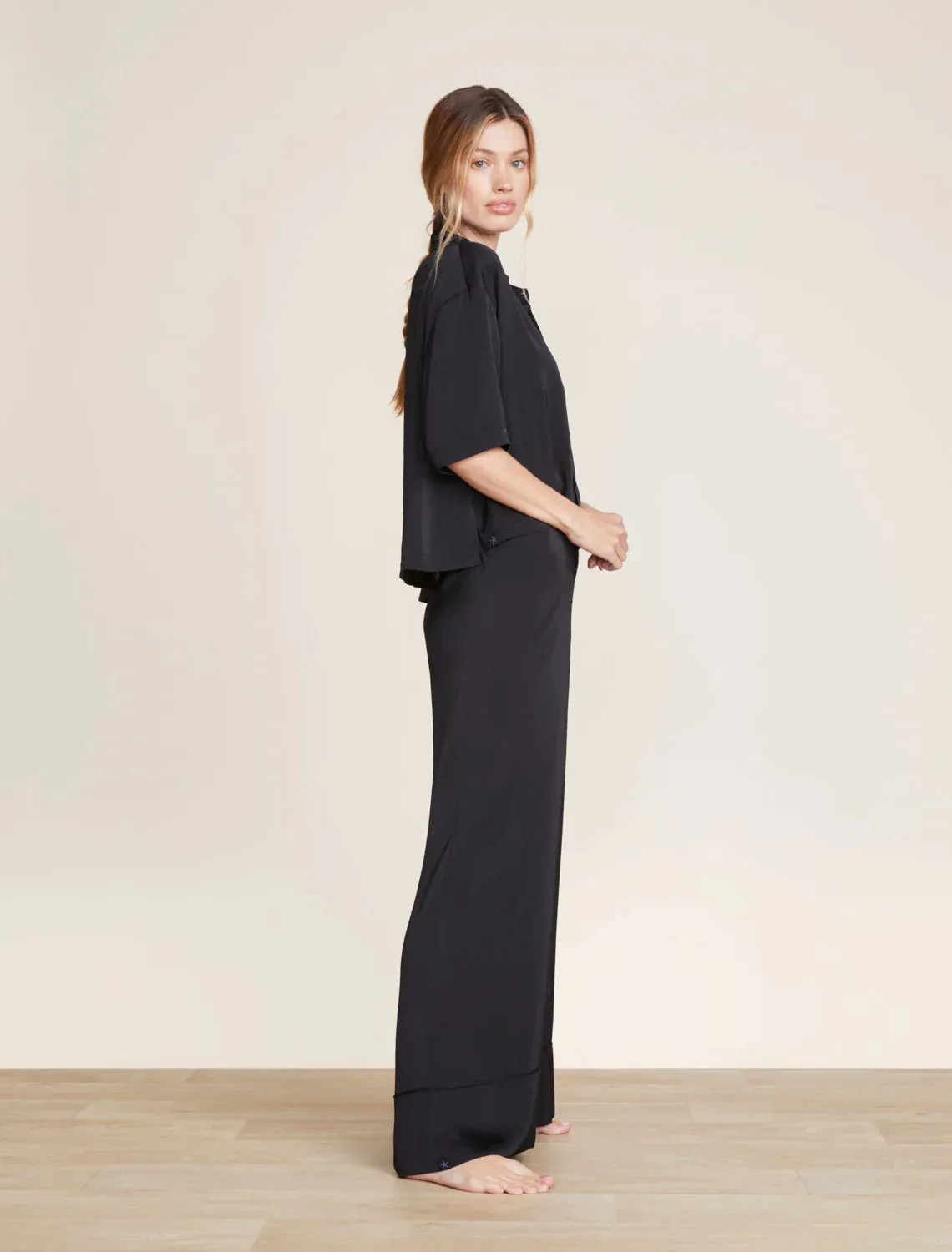 Black Washed Satin Pant