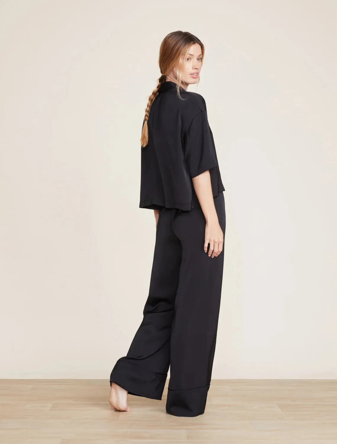 Black Washed Satin Pant