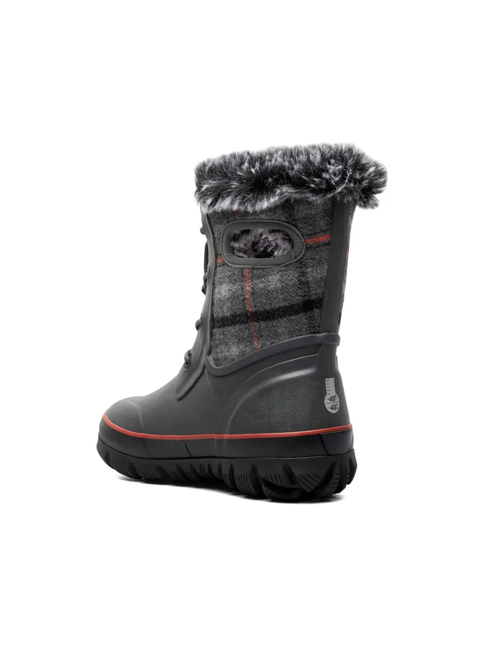 'BOGS' Kids' Arcata II Cozy Plaid Insulated WP Winter Boots - Dark Grey Multi