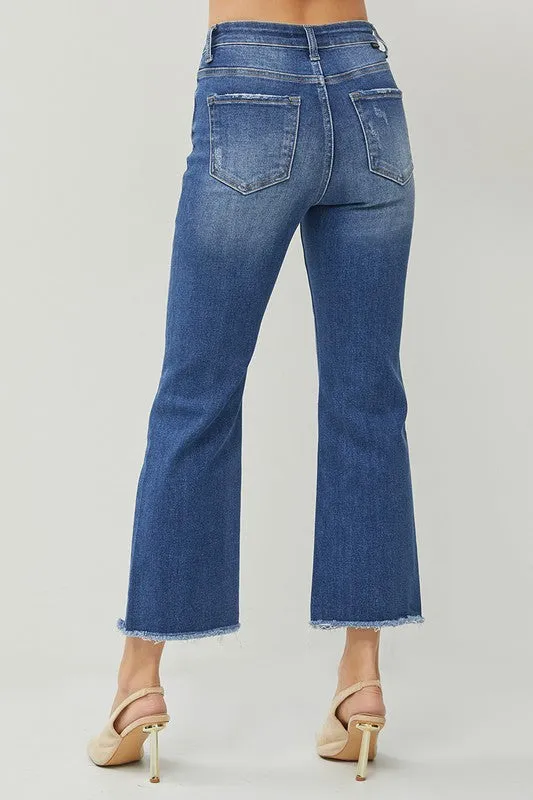 Dark HR Ankle Wide Straight Jeans