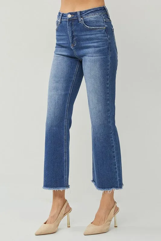 Dark HR Ankle Wide Straight Jeans