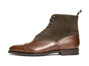 David - MTO - Walnut Museum Calf / Moss Suede - LPB Last - City Rubber Sole