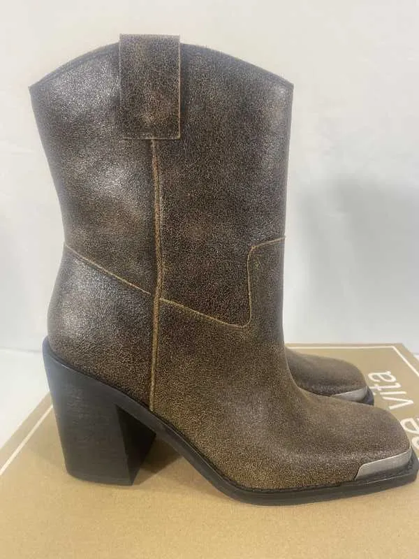 FALON BOOTS ESPRESSO DISTRESSED LEATHER - re:vita