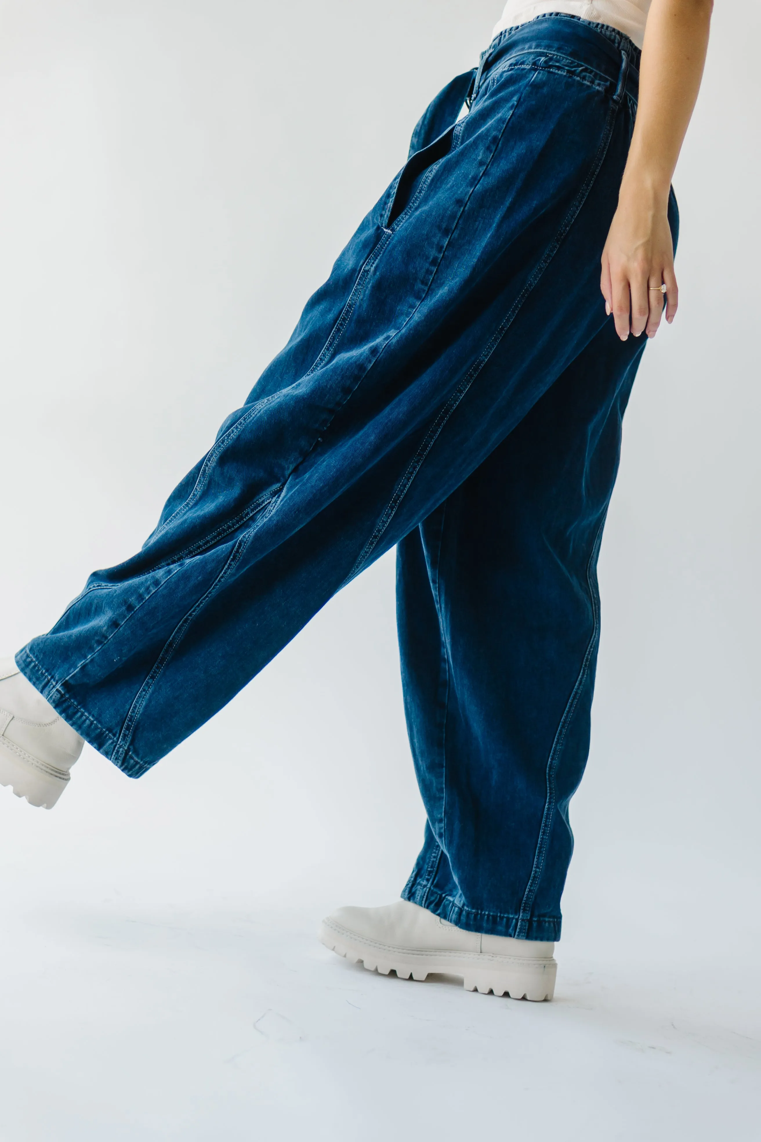 Free People: The Amsterdam High Rise Barrel Jean in Deep Indigo