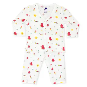 Full sleeve Jabla Pyjama Set -Pure Muslin -Red Butterfly