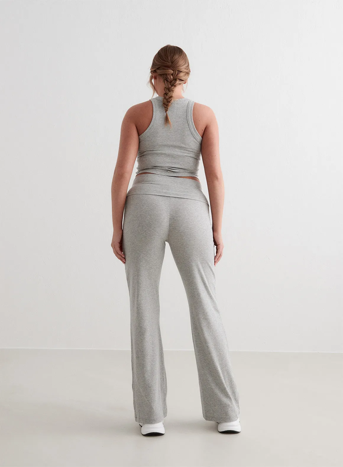 Grey Melange Ease Ribbed Pants