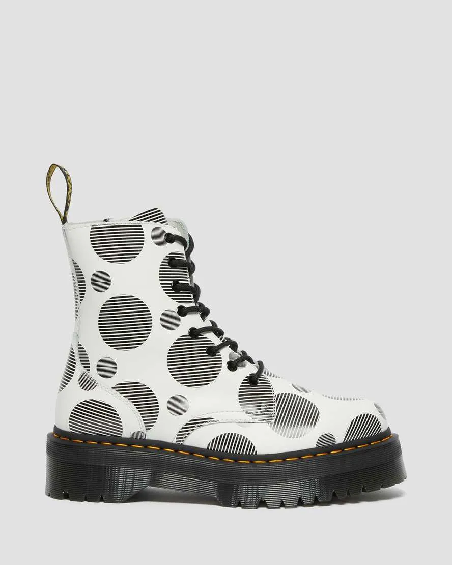 JADON WHITE POLKA DOT SMOOTH LEATHER PLATFORM BOOTS