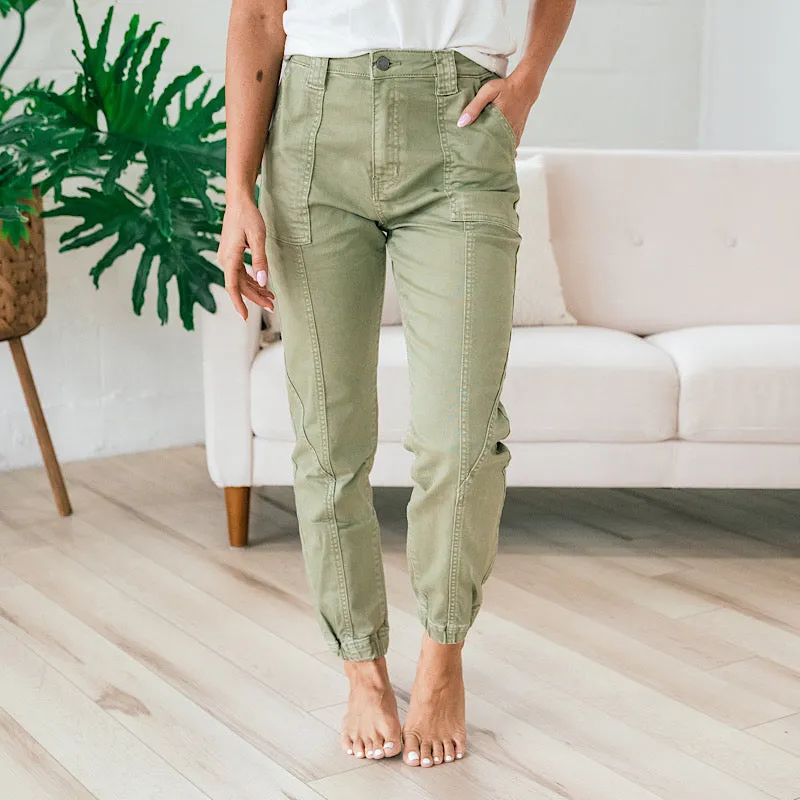 KanCan Dina Light Olive Jogger Jeans