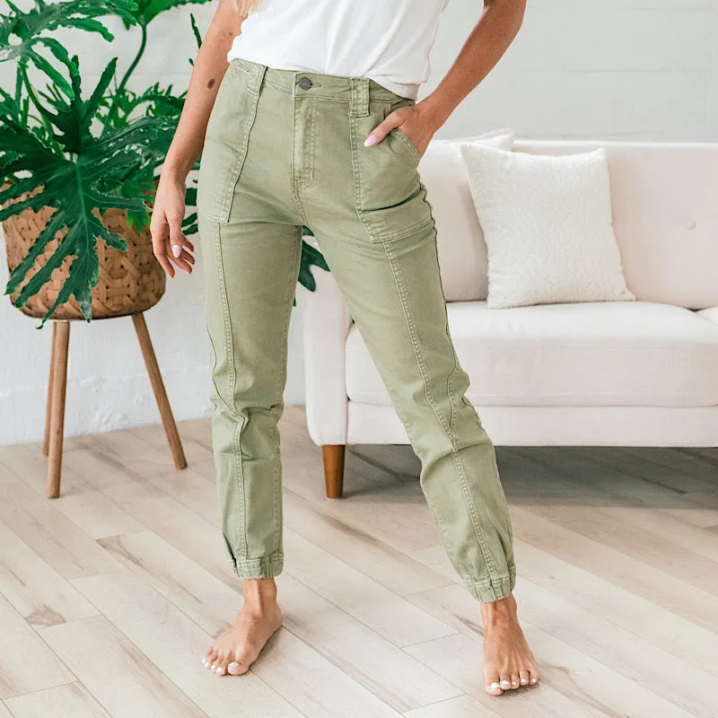 KanCan Dina Light Olive Jogger Jeans