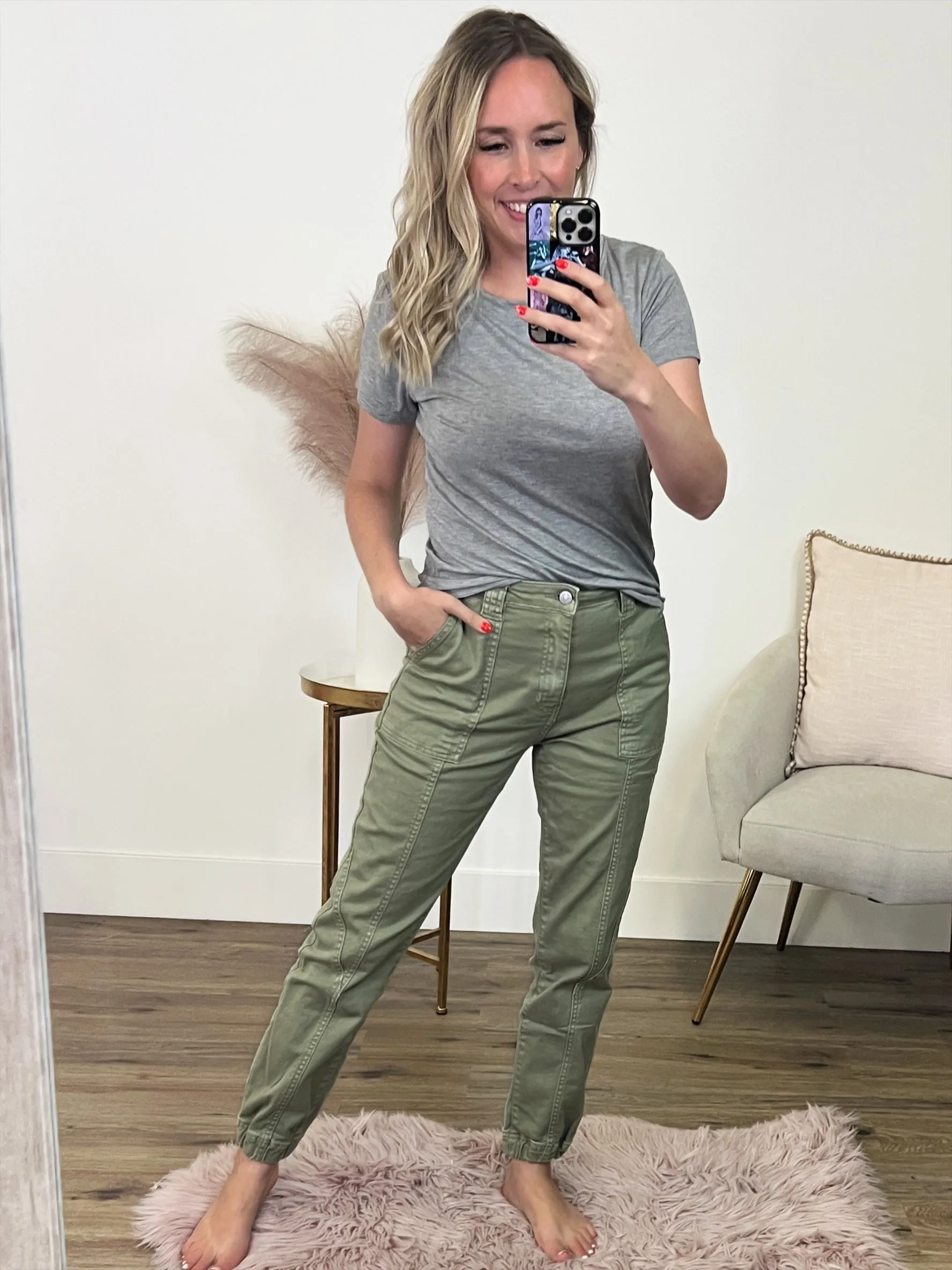 KanCan Dina Light Olive Jogger Jeans