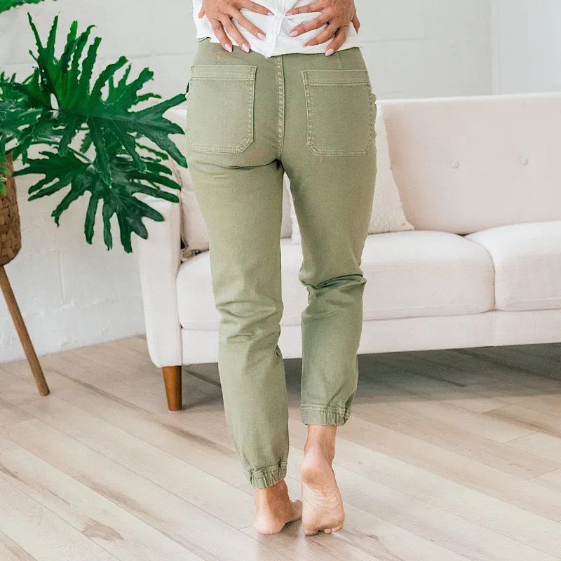 KanCan Dina Light Olive Jogger Jeans