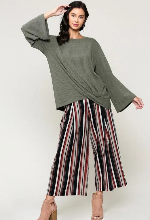 Multi Stripe Culottes Pants