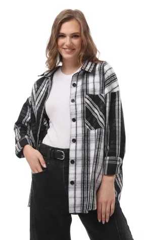 O172731 Bi-Tone Tartan Black & White Winter Shirt