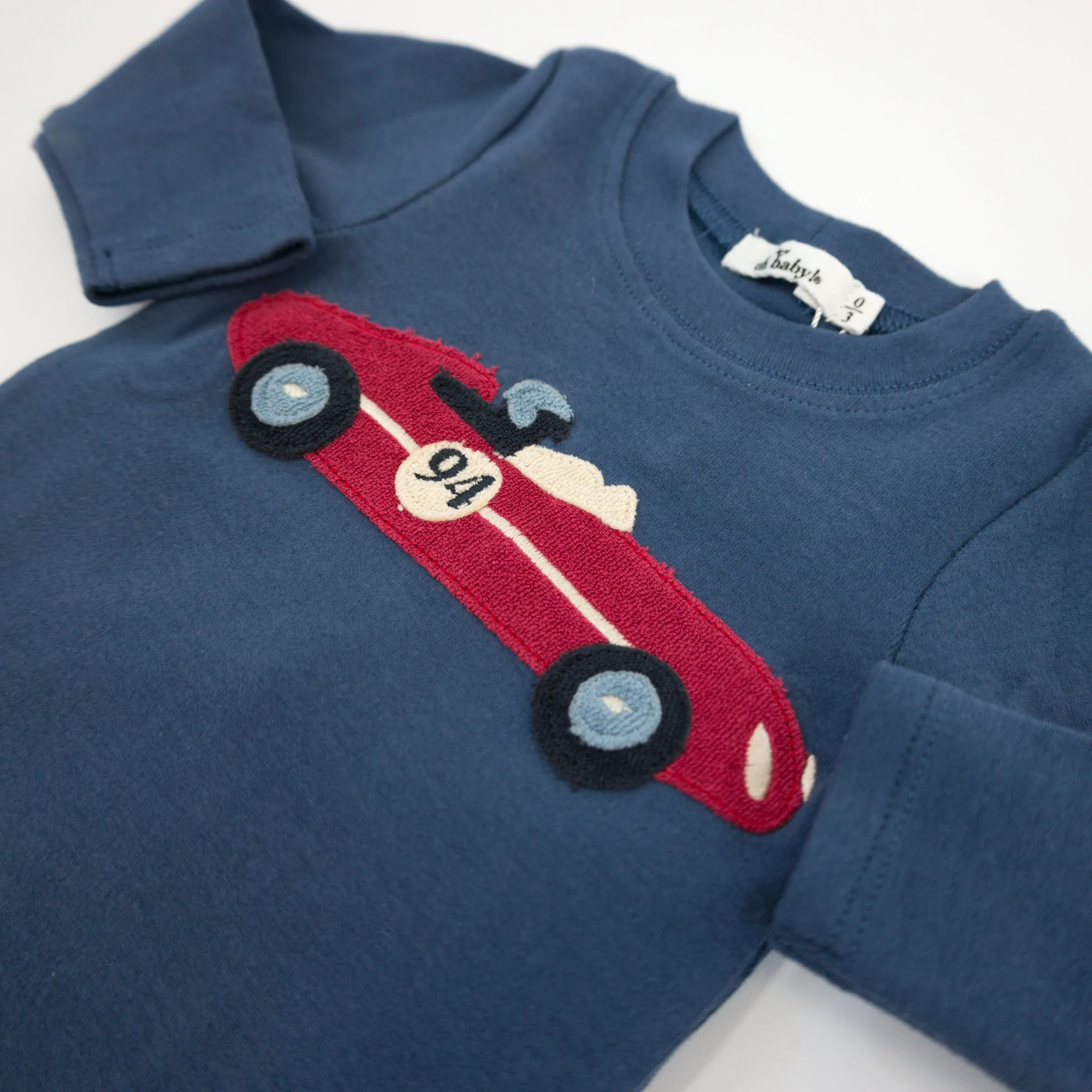 oh baby! Two Piece Set - Racecar Applique - Denim