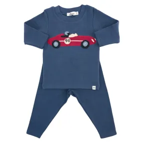 oh baby! Two Piece Set - Racecar Applique - Denim