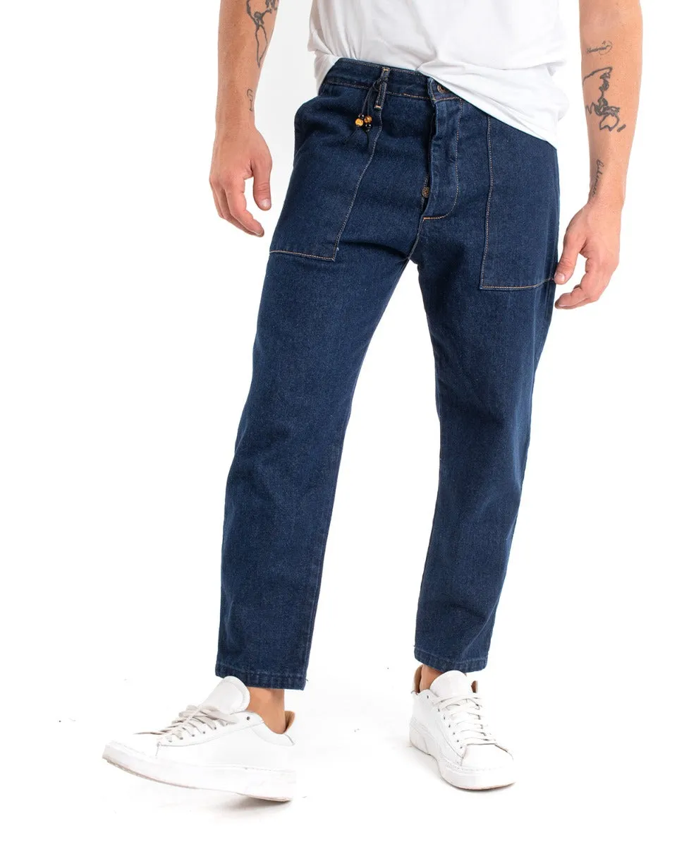 Pantaloni Jeans Uomo Carpenter Denim Scuro Tasca America GIOSAL-P5477A