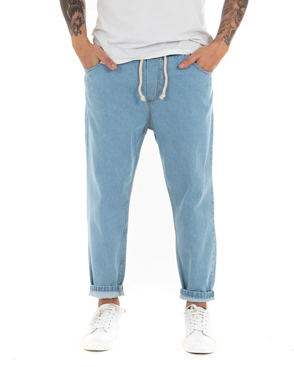 Pantaloni Jeans Uomo Loose Fit Denim Chiaro Basic Semplice Pantalaccio Casual GIOSAL-P4081A