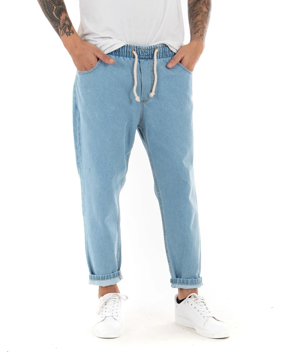 Pantaloni Jeans Uomo Loose Fit Denim Chiaro Basic Semplice Pantalaccio Casual GIOSAL-P4081A