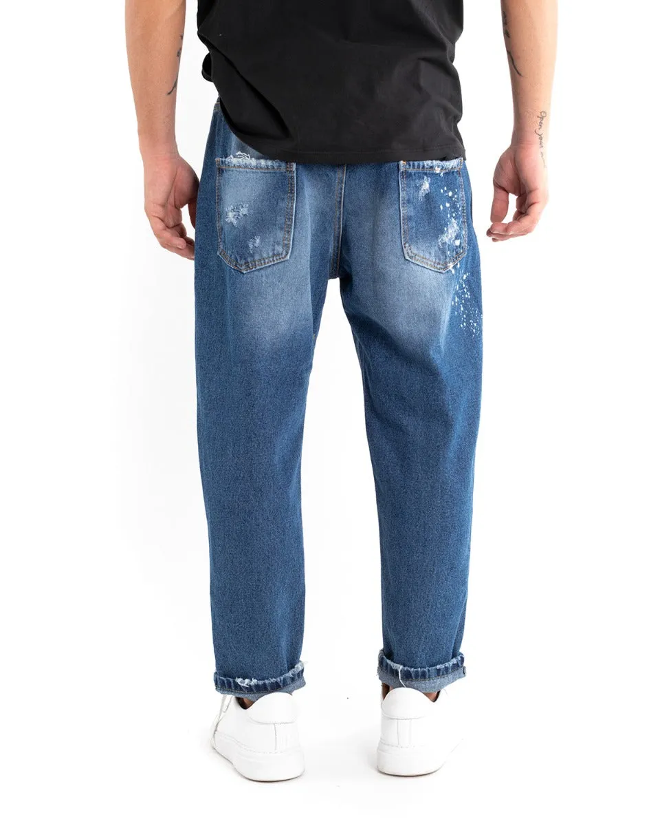 Pantaloni Jeans Uomo Loose Fit Denim Con Rotture Cinque Tasche GIOSAL-P5512A