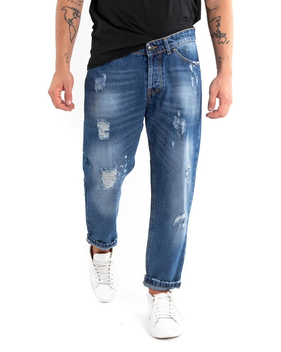 Pantaloni Jeans Uomo Loose Fit Denim Con Rotture Cinque Tasche GIOSAL-P5512A