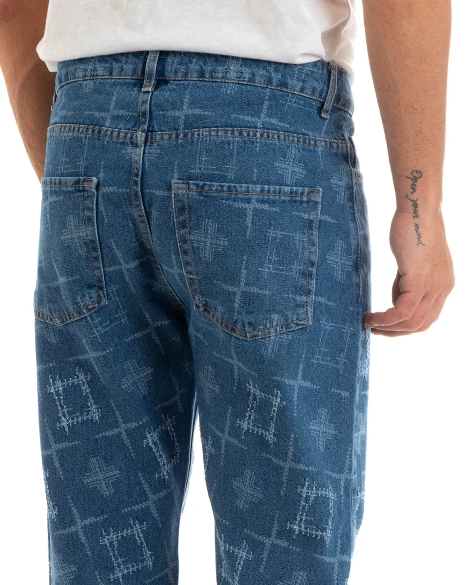 Pantaloni Jeans Uomo Straight Fit Denim Con Rotture Cinque Tasche GIOSAL-P5923A