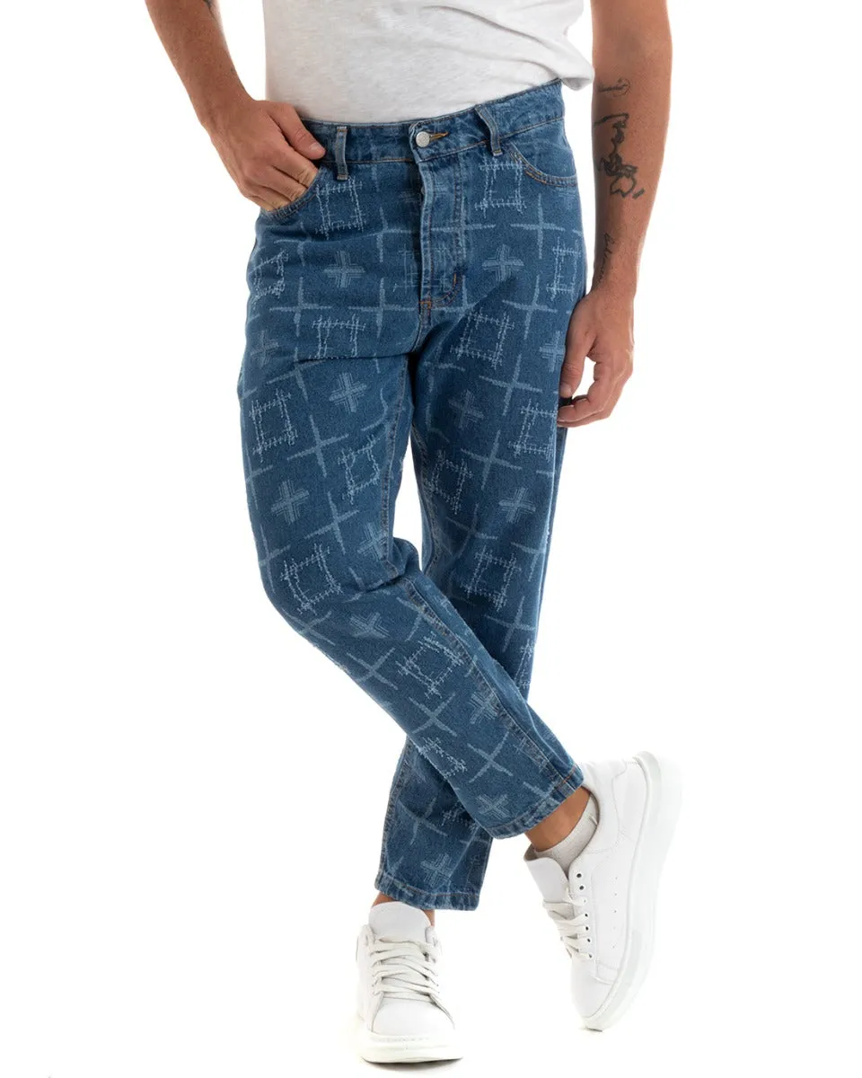 Pantaloni Jeans Uomo Straight Fit Denim Con Rotture Cinque Tasche GIOSAL-P5923A