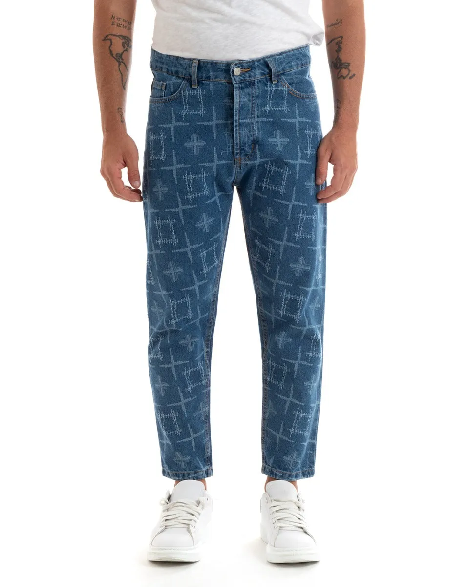 Pantaloni Jeans Uomo Straight Fit Denim Con Rotture Cinque Tasche GIOSAL-P5923A