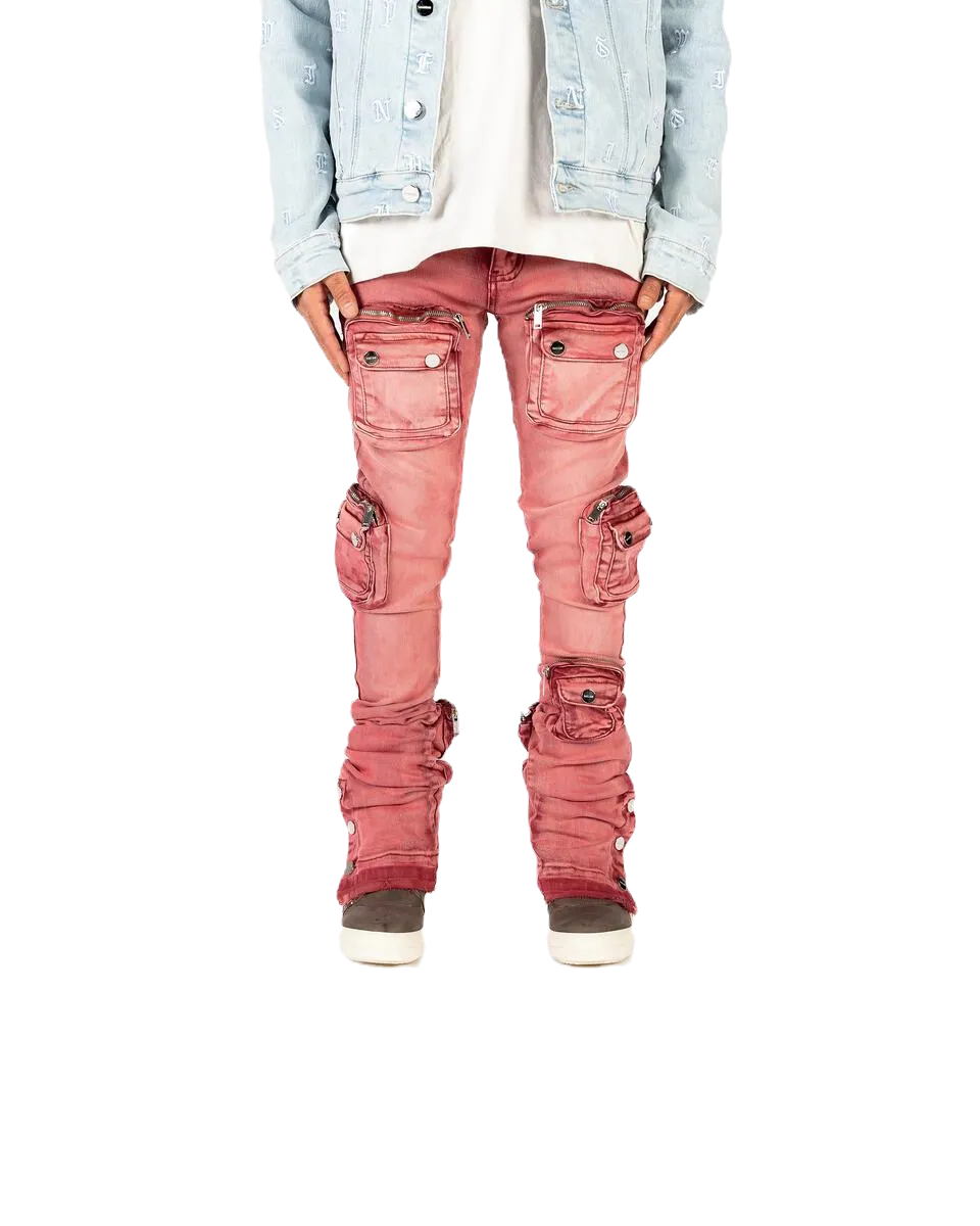 Pheelings Wine Stacked Cargo Jeans