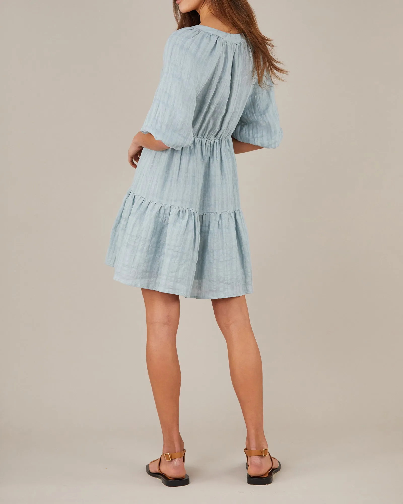 Pila Linen Mini Dress - Duckegg