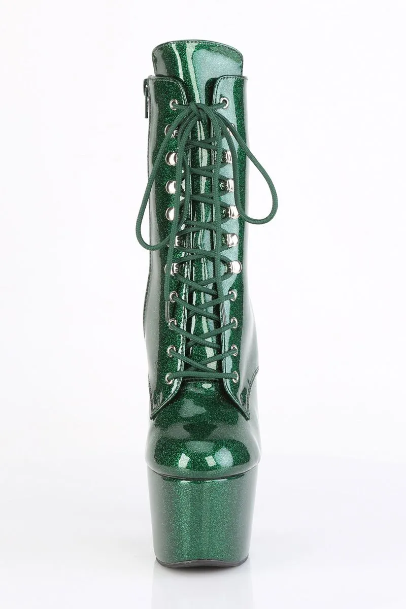 Pleaser USA Adore-1020GP 7inch Pleaser Boots - Emerald Green Glitter