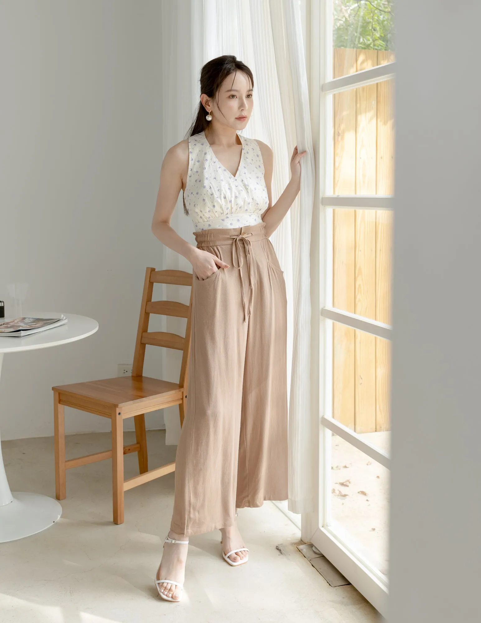 Regina Linen Pants in Tan