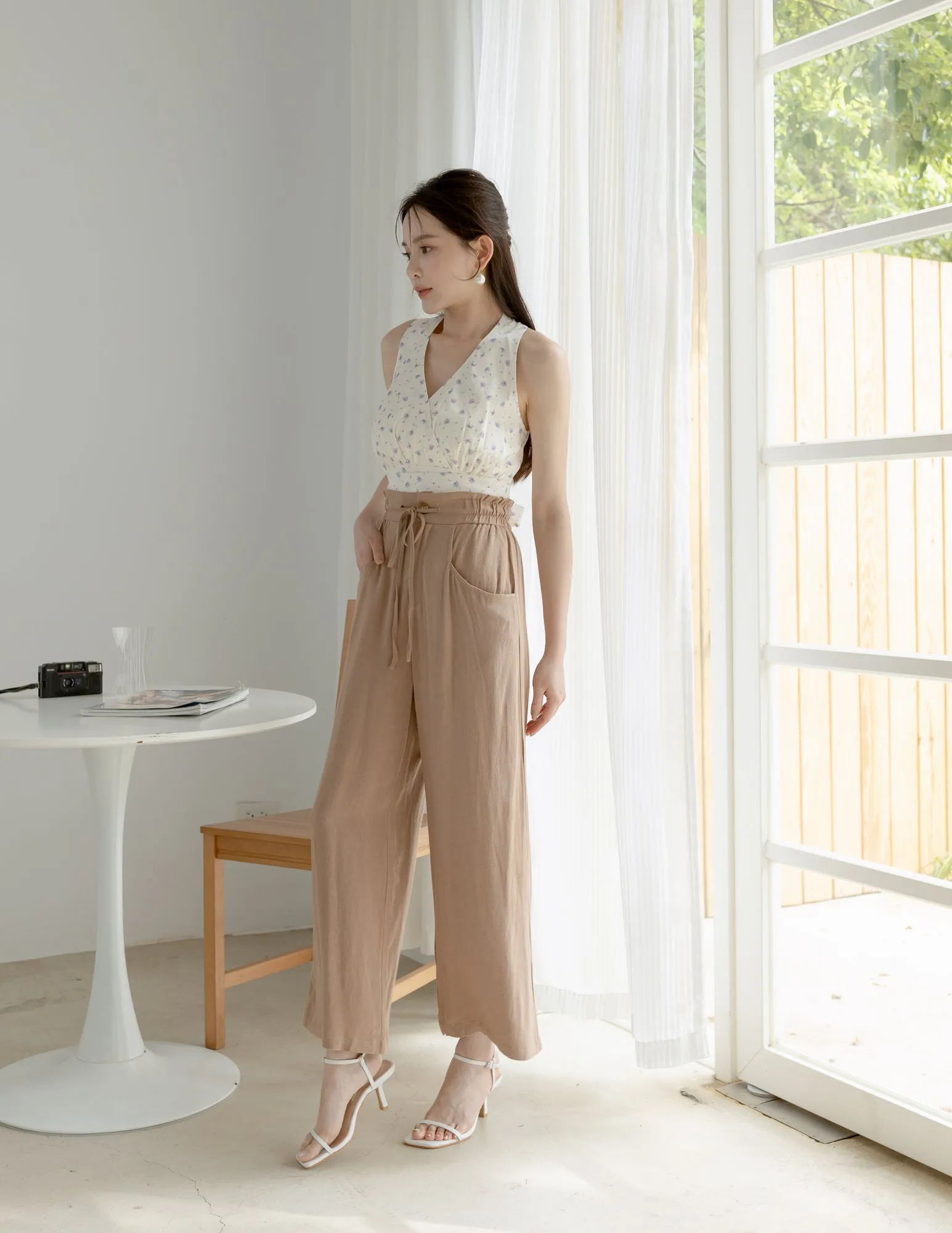 Regina Linen Pants in Tan