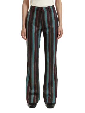 Scotch & Soda Violet Glitter Stripe High Rise Flare Pant