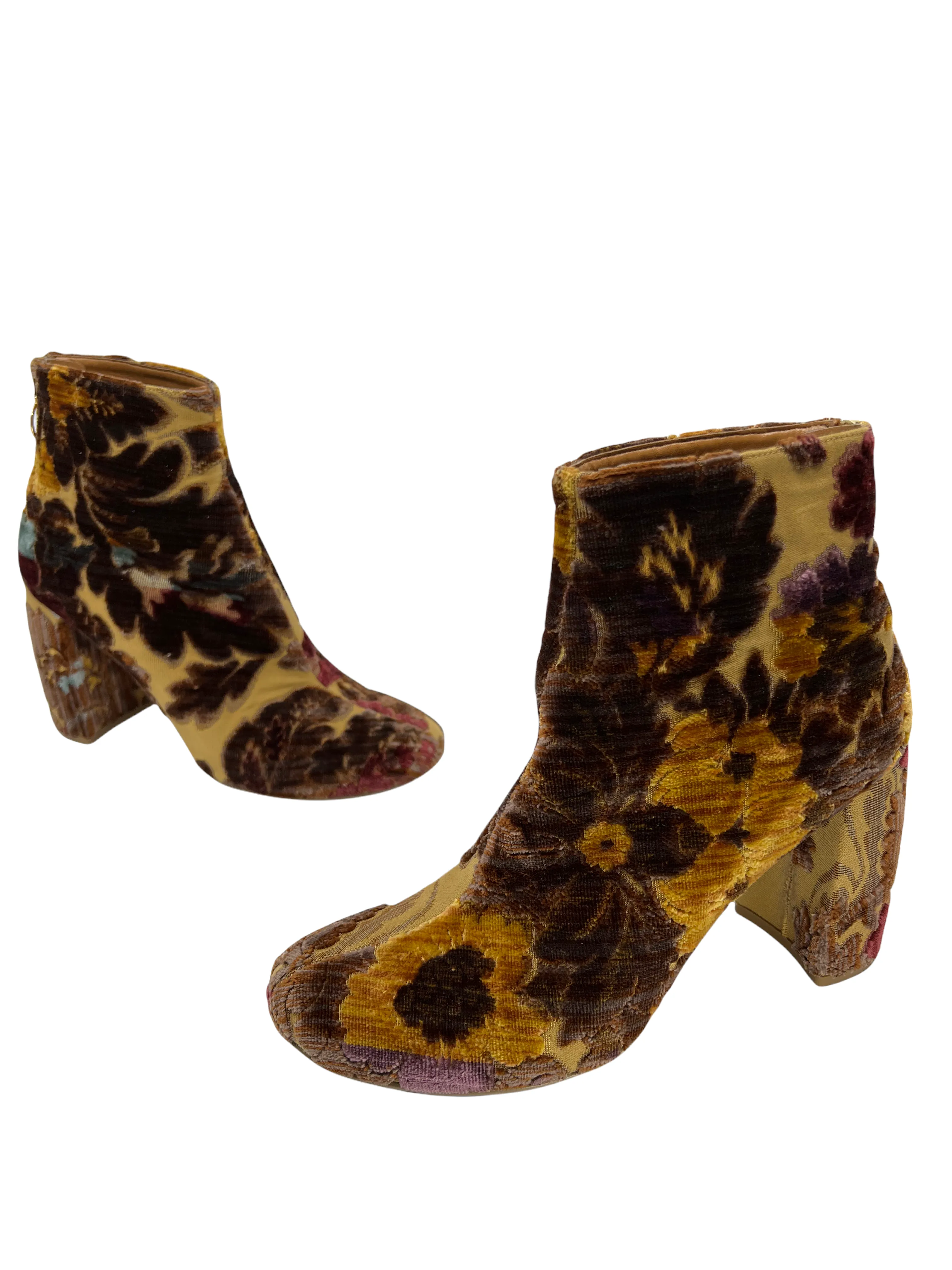 Stella McCartney Mustard Brocade Boots Size 9.5