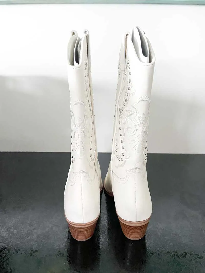 SULA BOOTS OFF WHITE LEATHER - re:vita