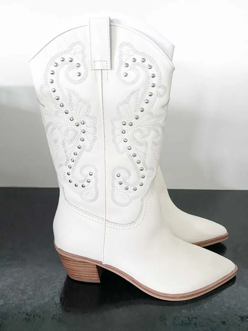 SULA BOOTS OFF WHITE LEATHER - re:vita