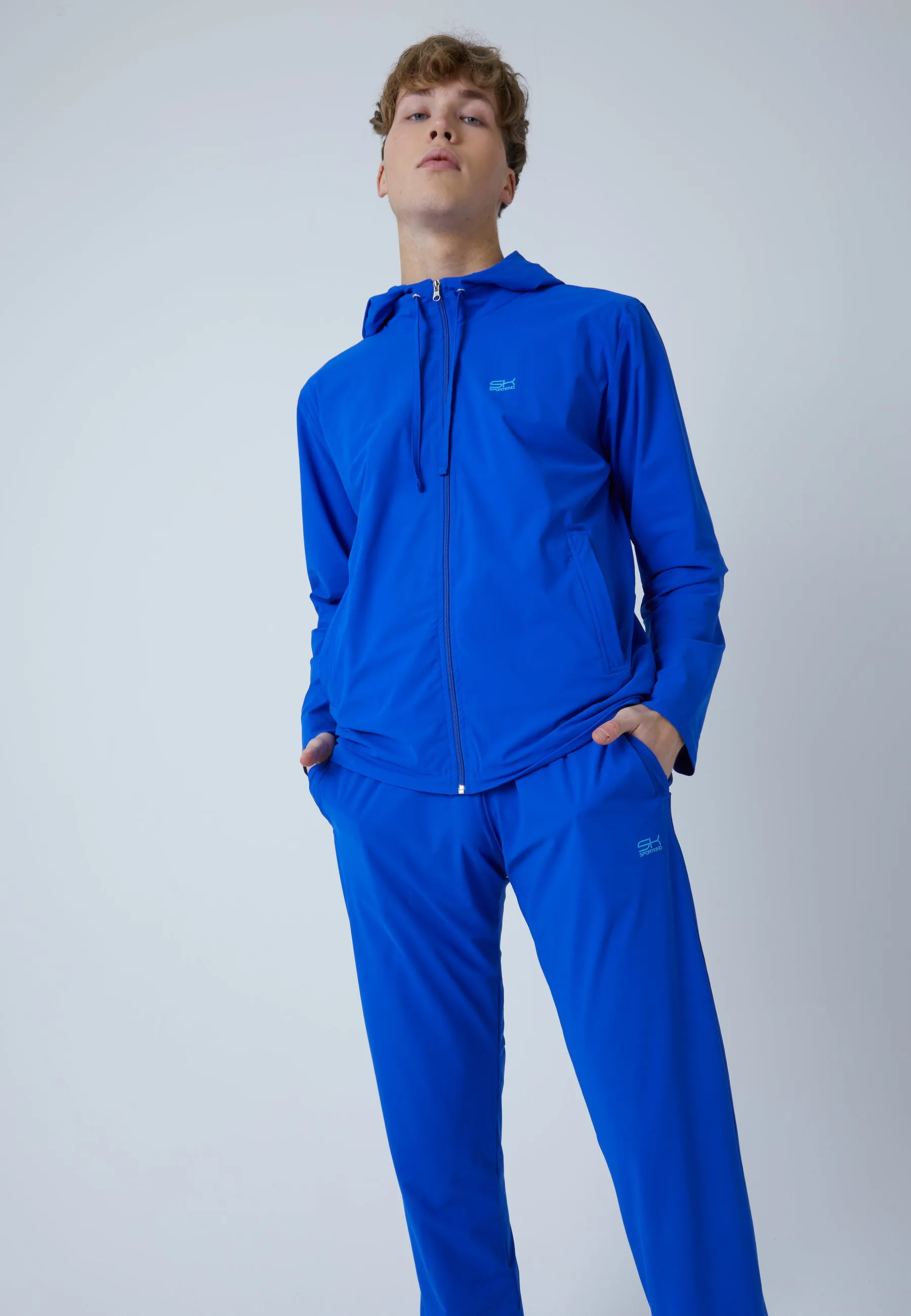 Tennis Woven Jacket with Hood, cobalt blue