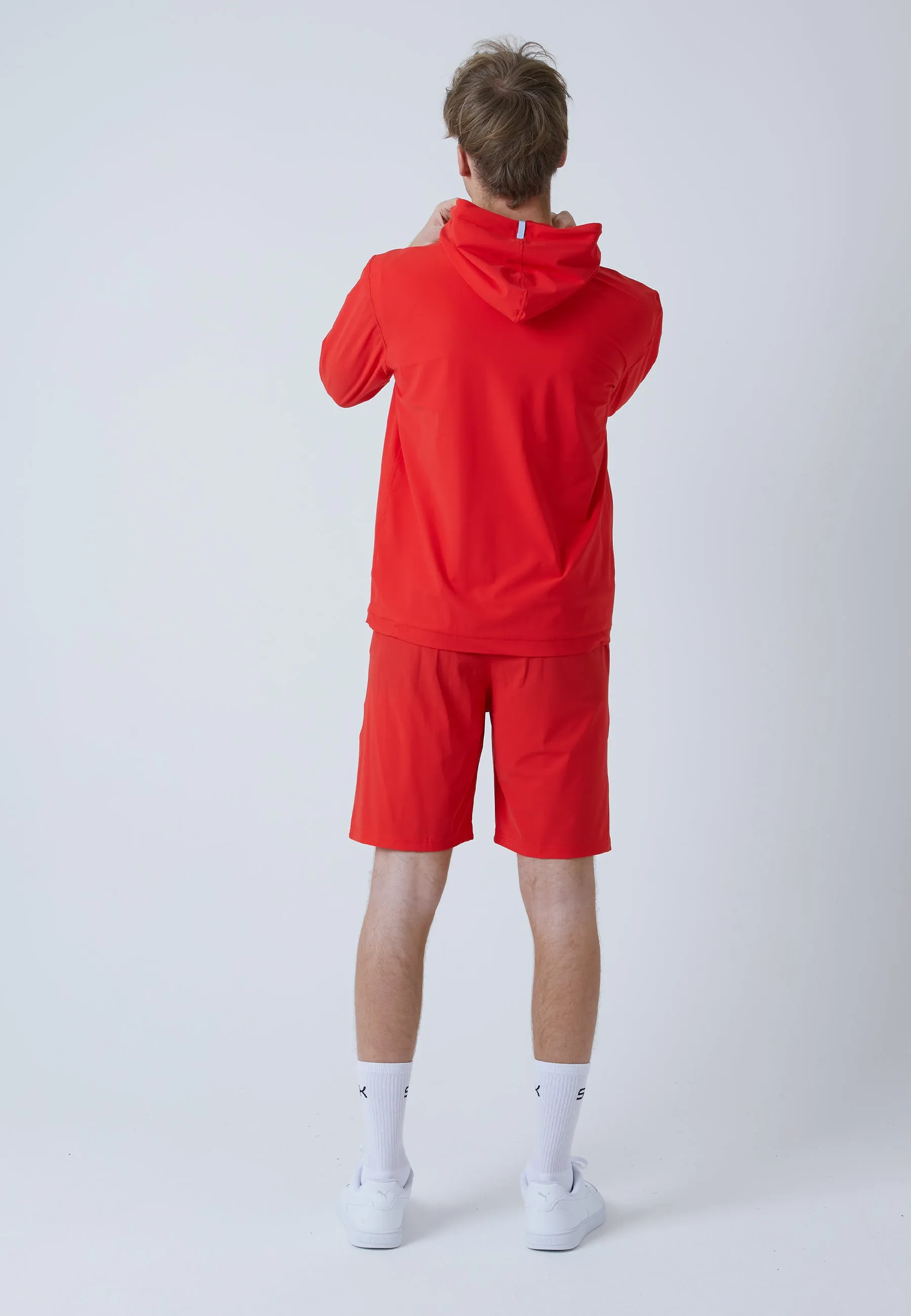 Tennis Woven Jacket with Hood, red