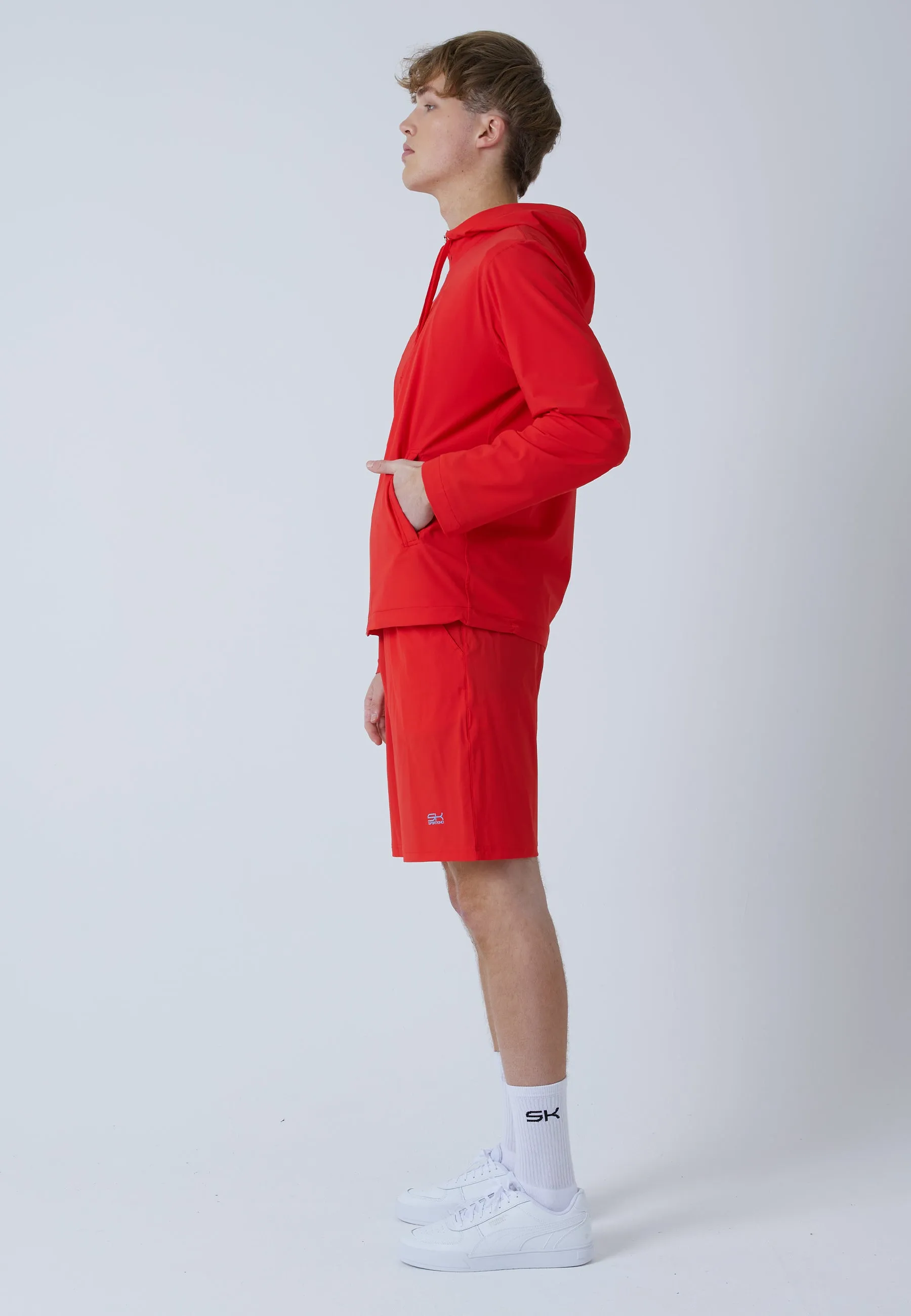 Tennis Woven Jacket with Hood, red