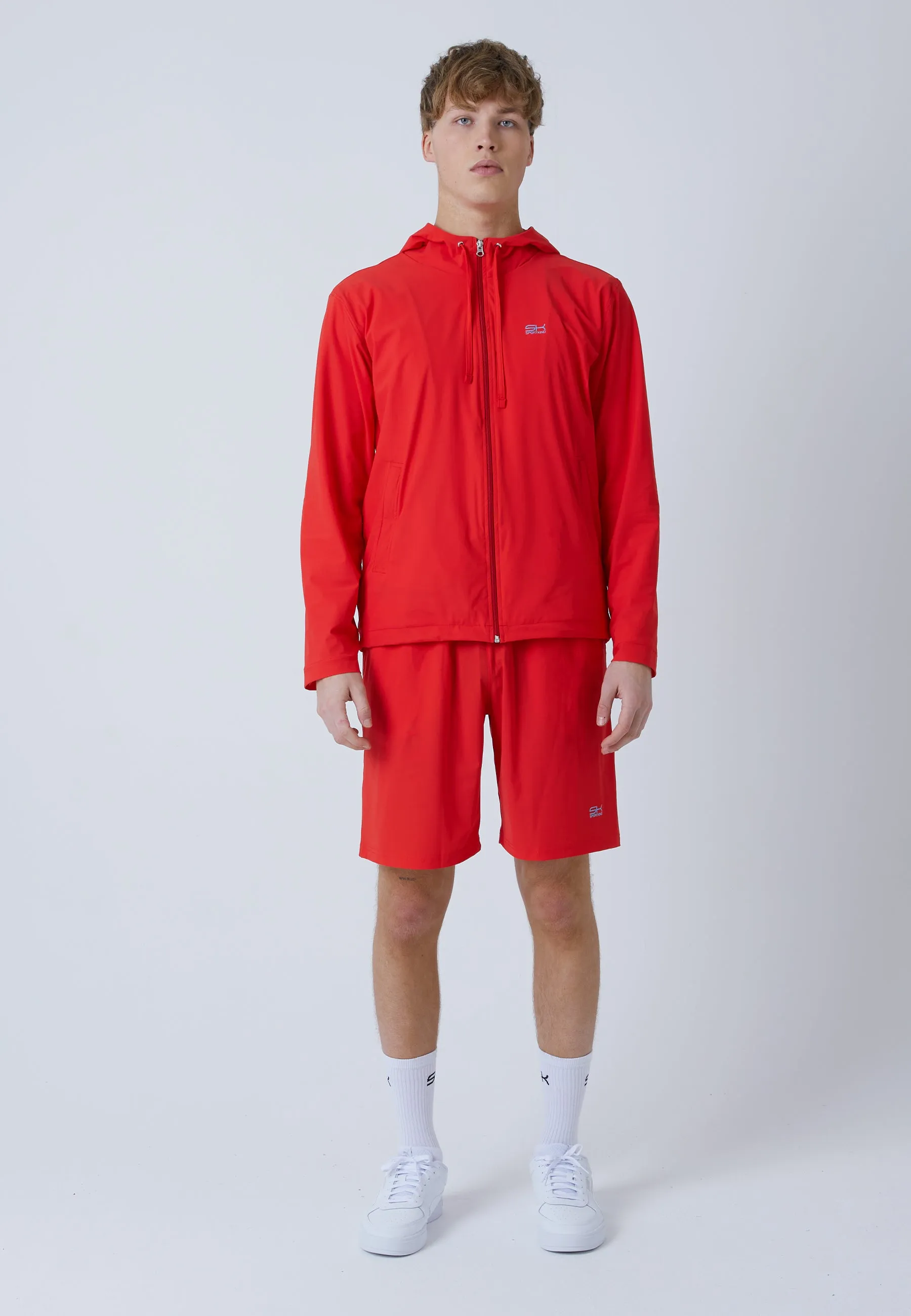 Tennis Woven Jacket with Hood, red